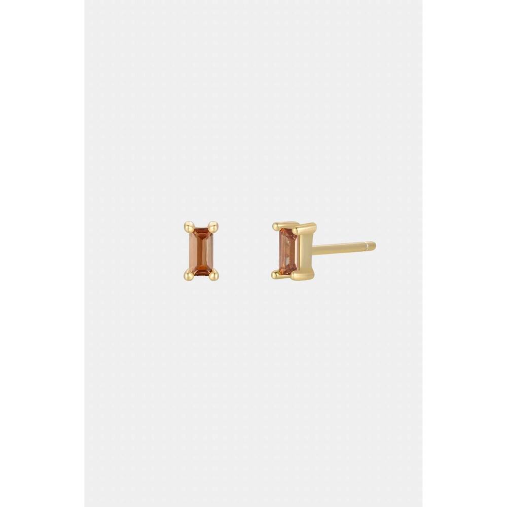NEW JAXKELLY women's baguette stud earrings in coffee